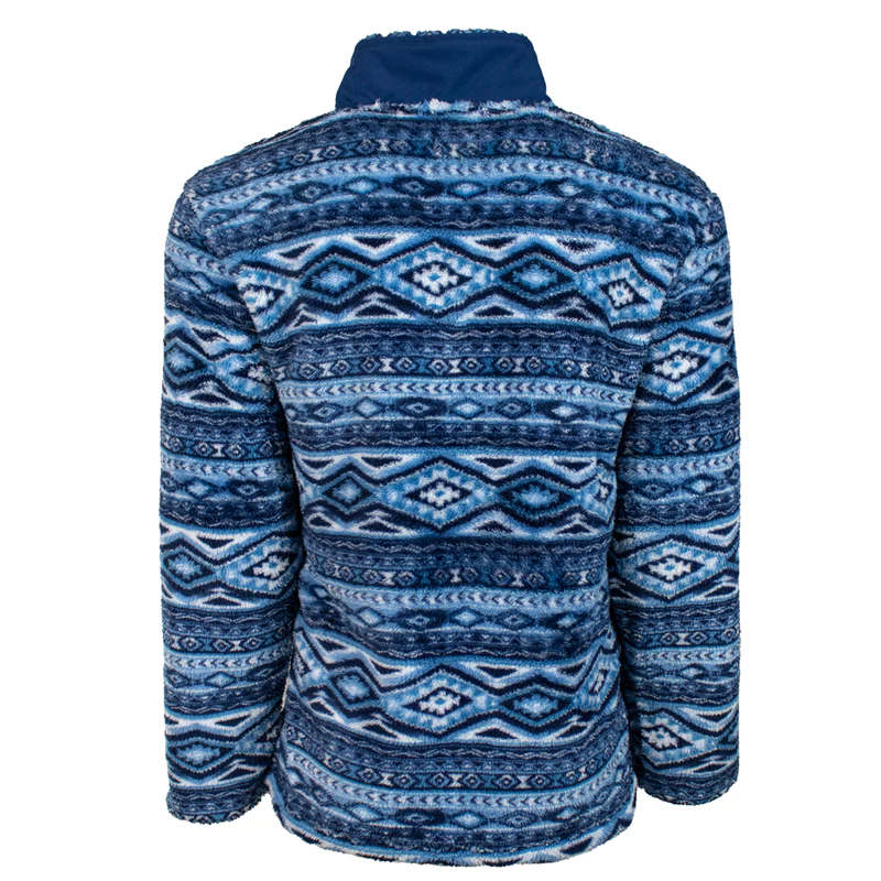 Hooey Youth Boys Fleece Pullover - Navy/Aztec