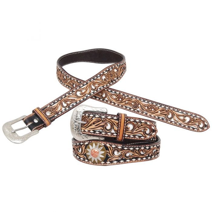 Circle Y White Daisy Filigree Belt