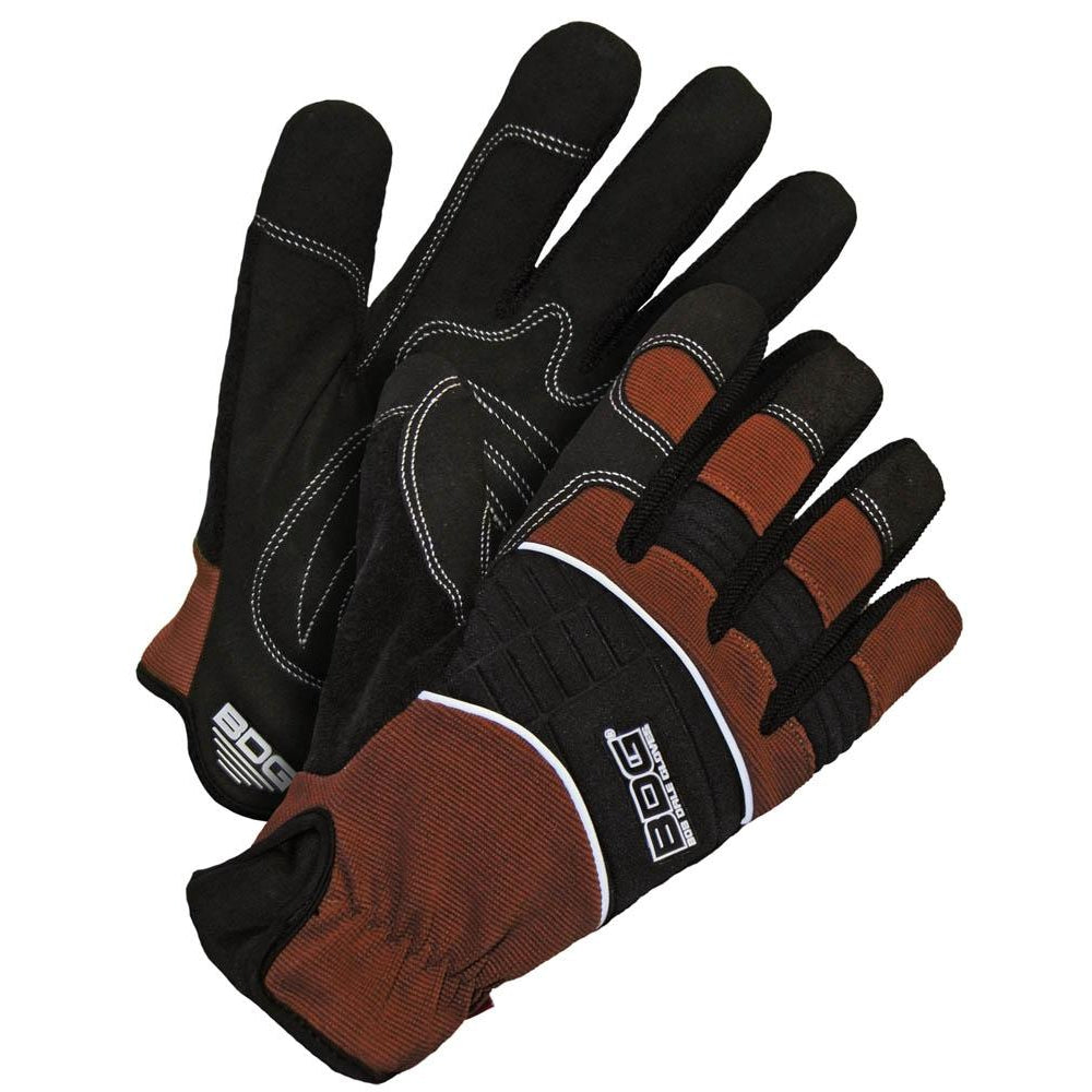 Bob Dale Gloves Performance Glove Synthetic Leather Slip-On Cuff- Brown