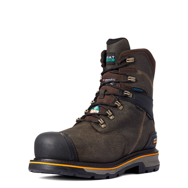 Ariat Men's Stump Jumper 8" CSA Glacier Grip Waterproof 600g Composite Toe Work Boot - Iron Coffee - Irvine Tack & Western Wear