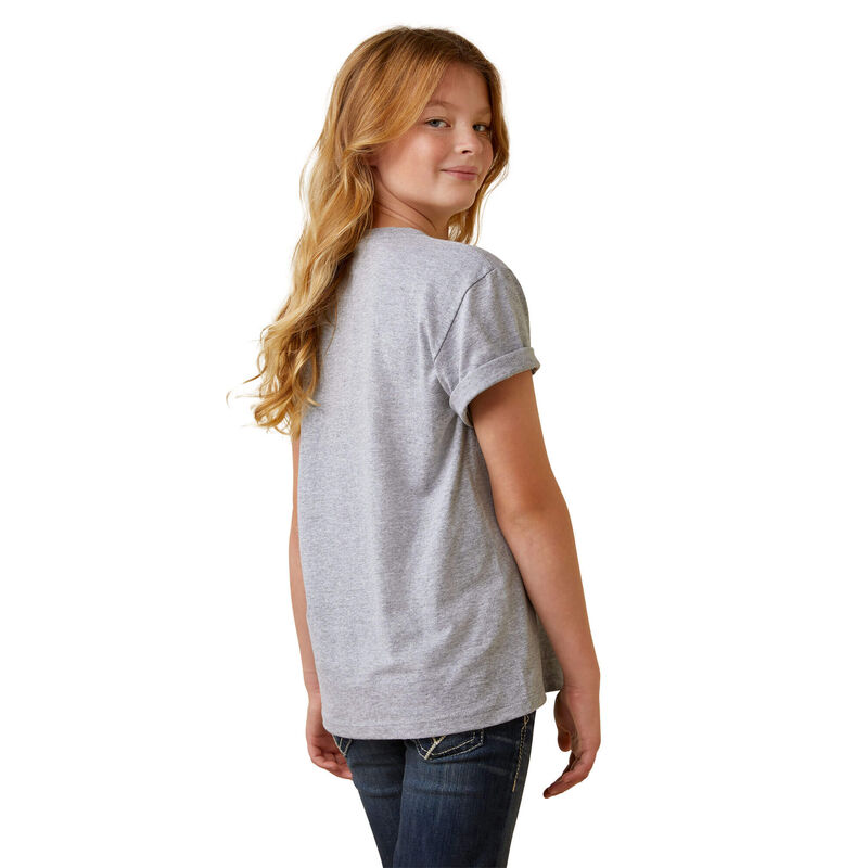 Ariat Girls Rainbow Sunset SS Tee - Athletic Heather
