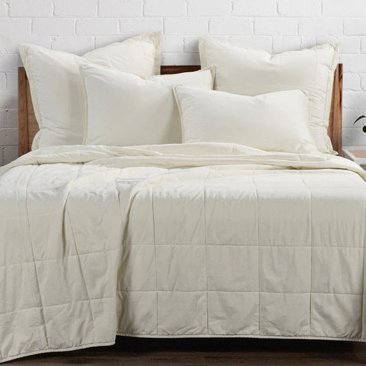 Stonewashed Cotton Canvas Coverlet  Full/Queen  Natural   1 PC