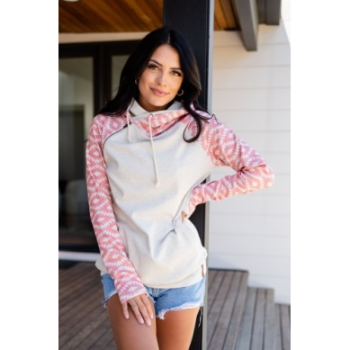 Ampersand Double Hood Sweatshirt - Riotously Pink