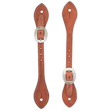 Weaver Leather Mens Flared Harness Leather Spur Straps - Russet