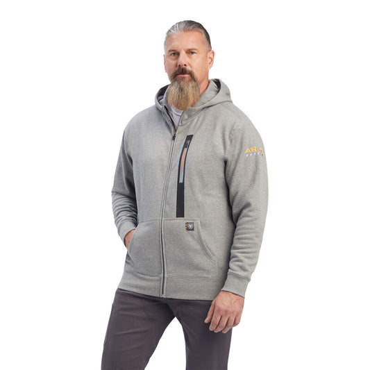 Ariat Mens Rebar Workman Full Zip Hoodie  Heather Grey