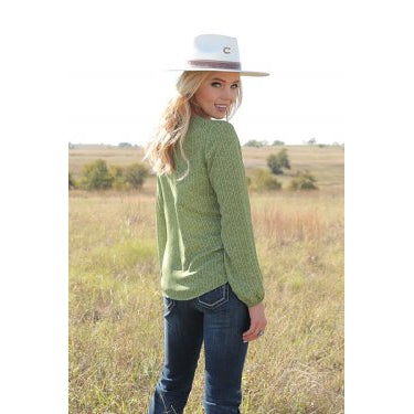 **Cruel Girl Womens LS Print Blouse  Green** FINAL SALE