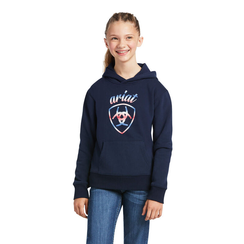 Ariat Girls Serape Logo Hood Navy Eclipse