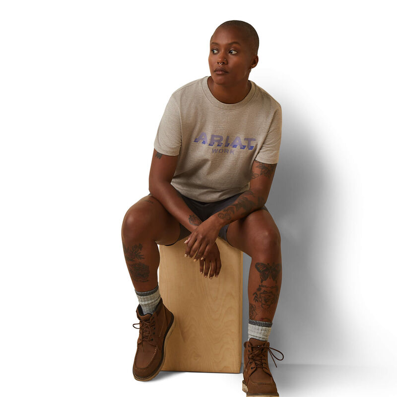 Ariat Womens Rebar Cotton Strong Logo T-shirt - Portabella Heather