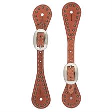 Weaver Youth Harness Leather Spur Straps with Spots - Russet