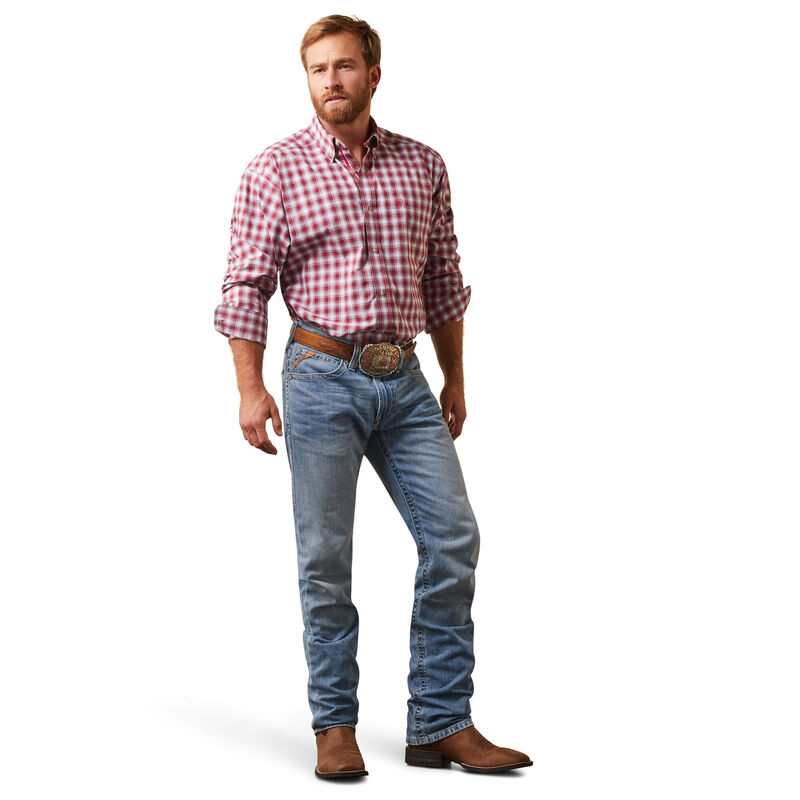 Ariat Men's Pro Nikolai Classic Fit Shirt - White/Red Plaid