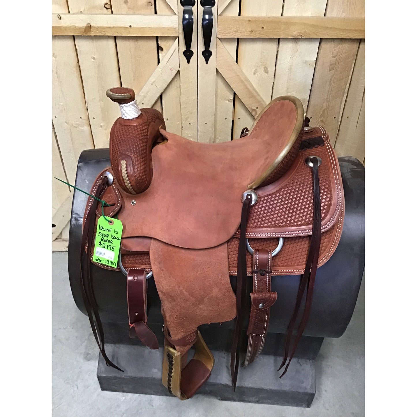 Irvine 15" Tooled Strip Down Riggin Roper Saddle