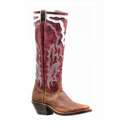 Boulet Women's Cowboy Boot - Bison Shrunken Bomber/Faraon Magenta and Tamboreado Blanco