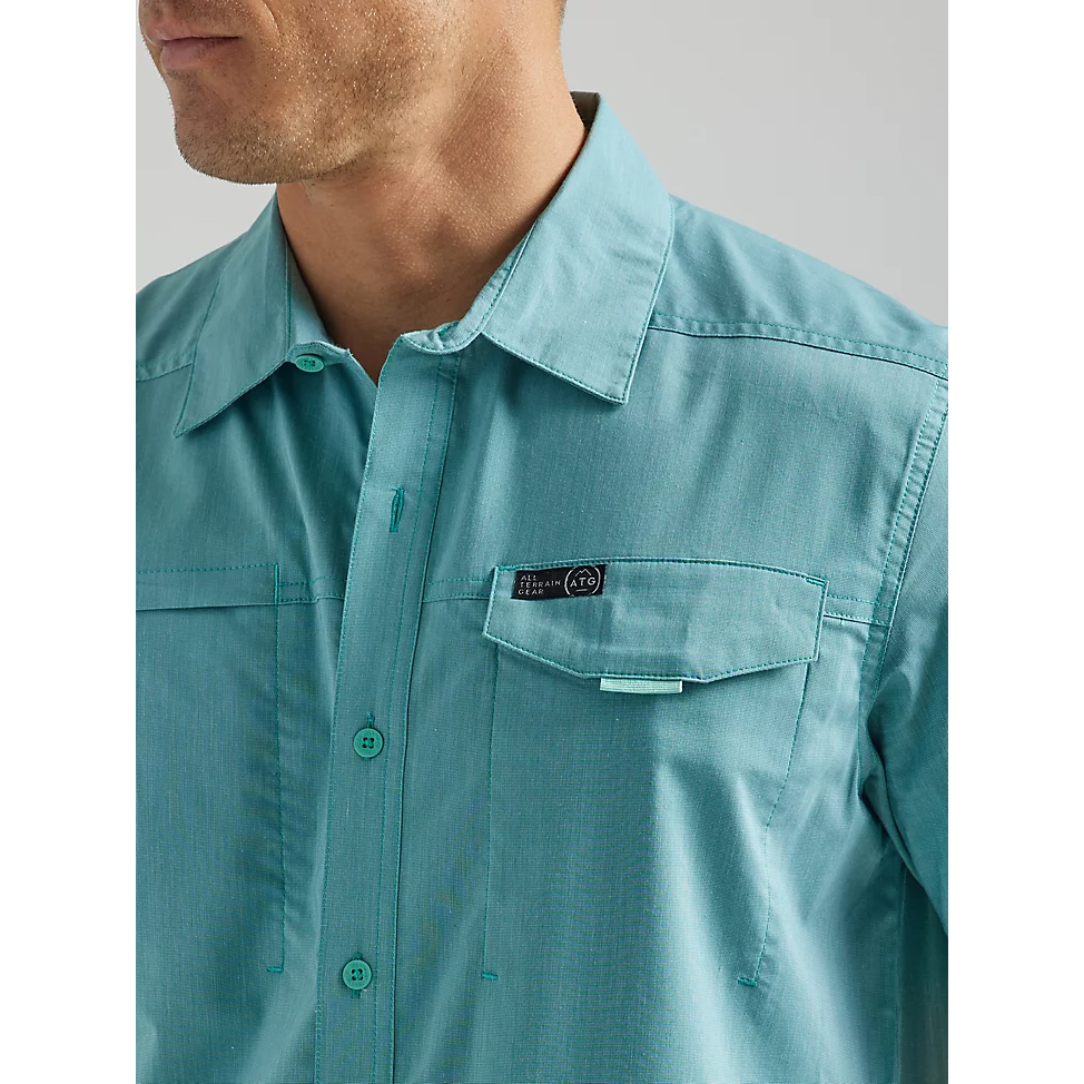 ATG by Wrangler Mens Asymmetrical Zip Pocket Shirt - Tidewater