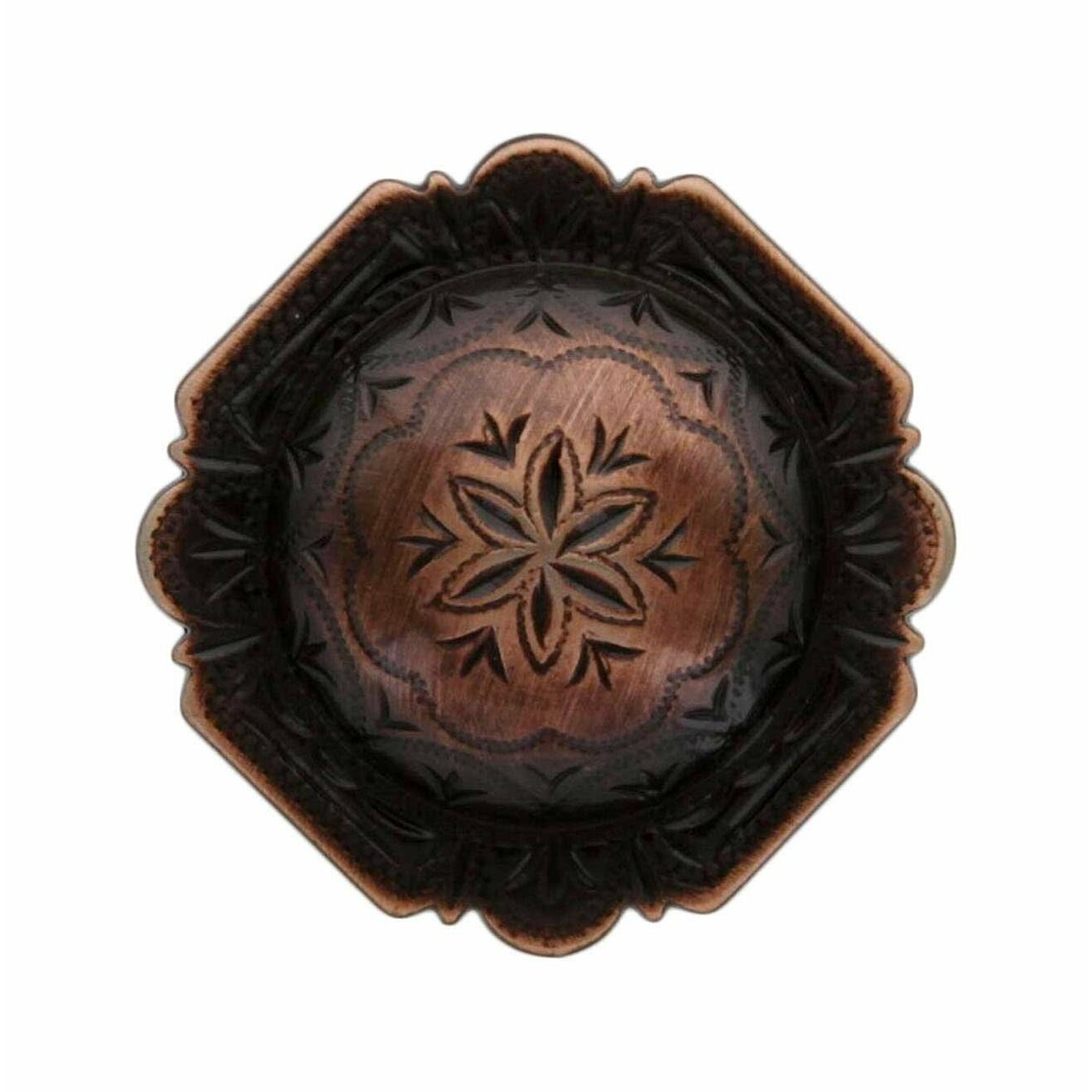 Copper 1 1/2" Engraved Windrose Rounded Square Concho