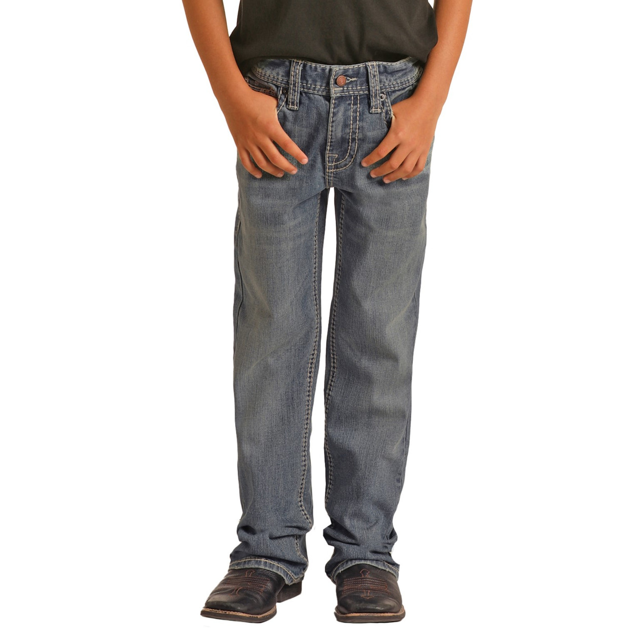 Rock & Roll Boys Relaxed Tapered Stretch Bootcut Jeans - Medium Vintage