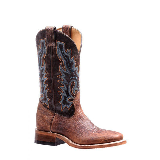 Boulet Women's Wide Square Toe Western Boot - Bison Shrunken Bomber/Damiana Moka