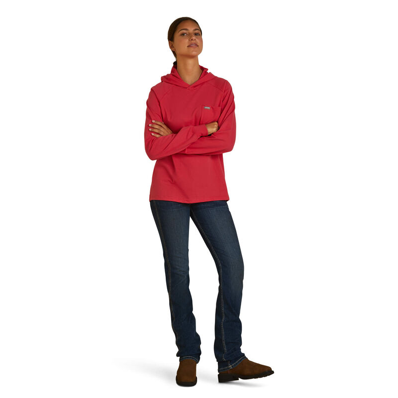 Ariat Womens Rebar Cotton Strong Hooded T-Shirt  Teaberry