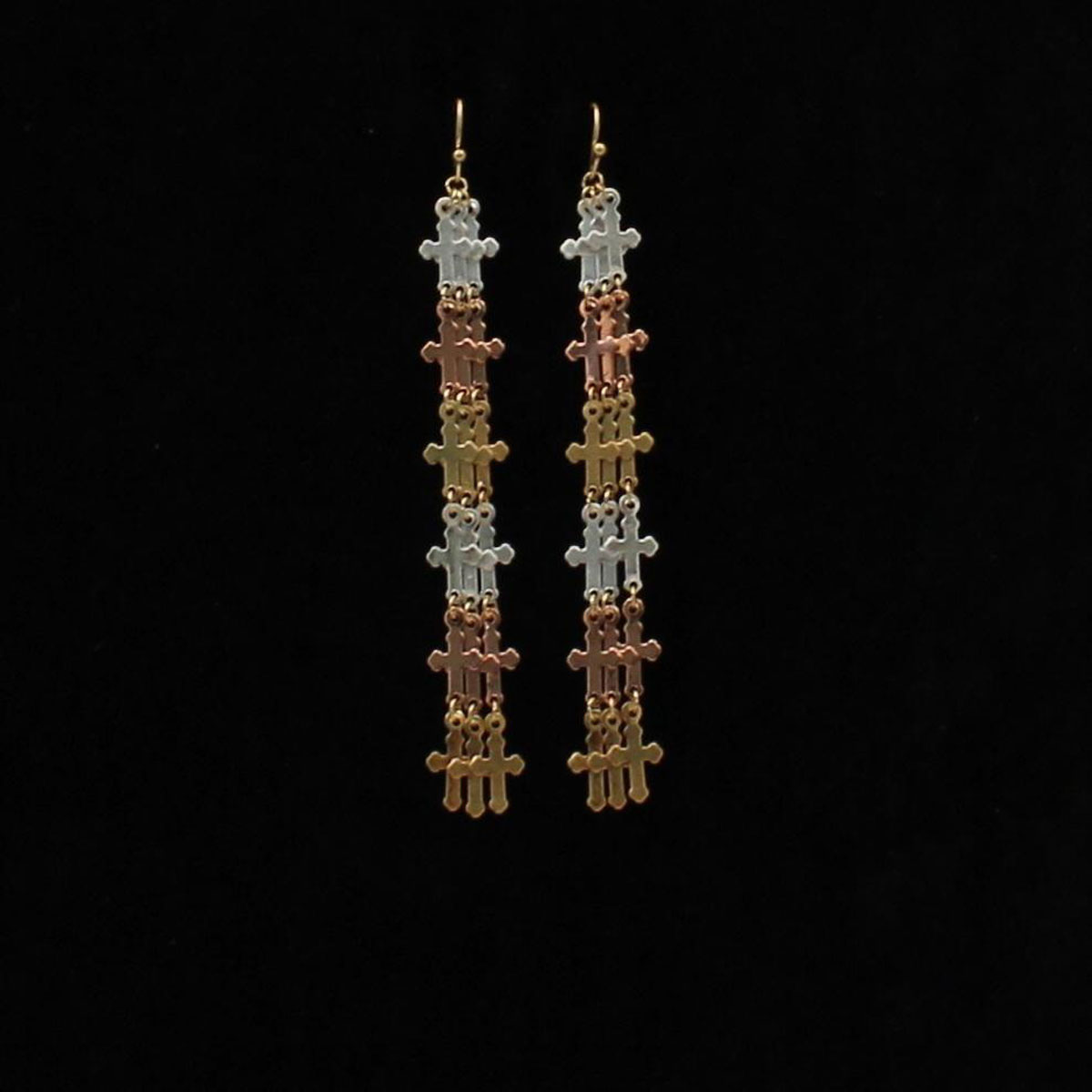 Blazin Roxx Cross Dangle Earrings - Silver, Gold & Copper