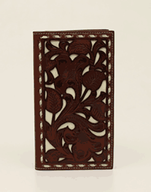 Nocona Mens Rodeo Wallet Brown Floral Filigree