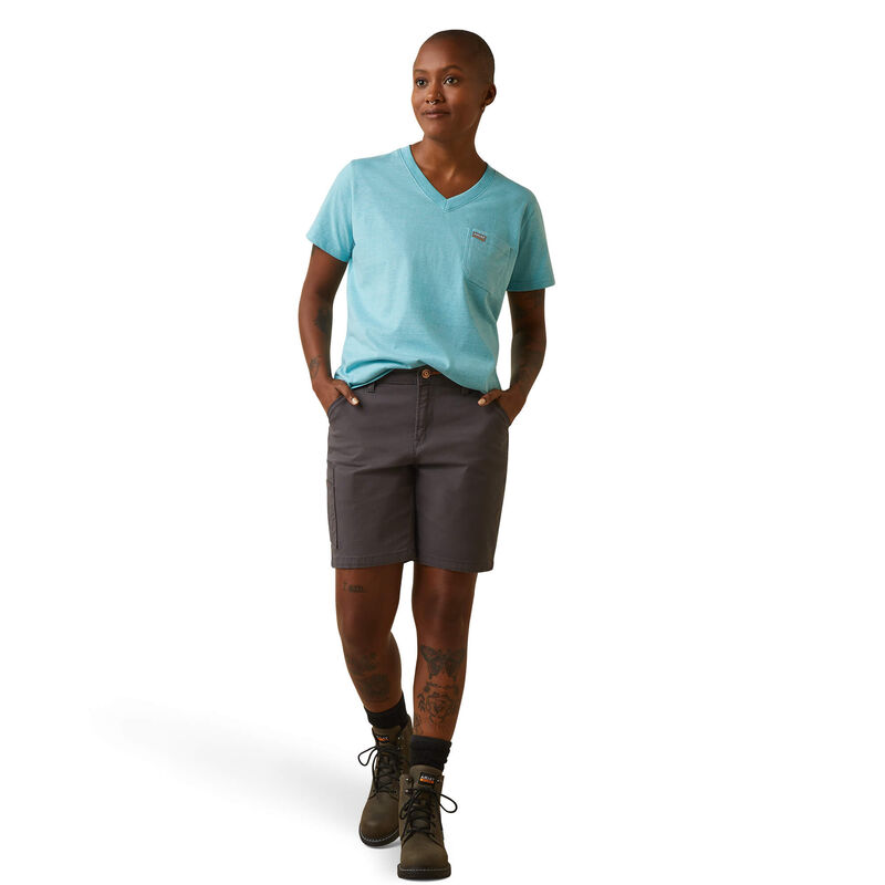 Ariat Womens Rebar Cotton Strong V-Neck Top - Bachelor Button Blue