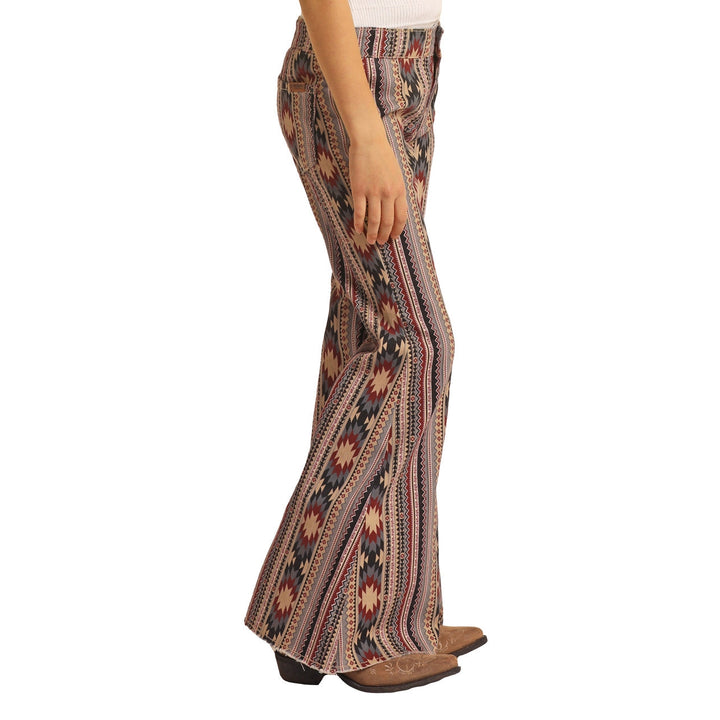 Rock &amp; Roll Girls Tan Aztec Bell Bottom Jeans