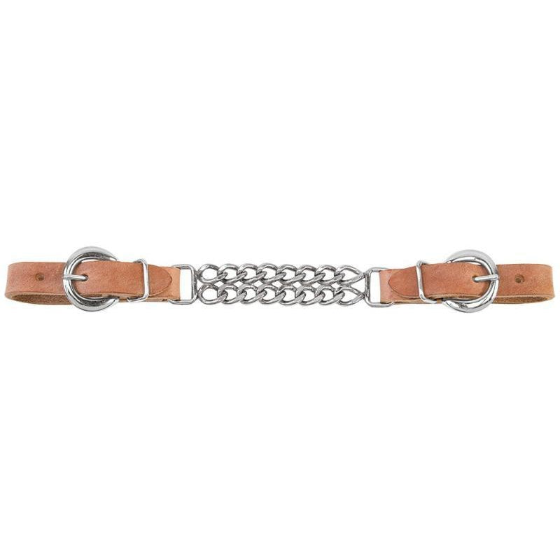 Weaver Harness Leather 4-1/2" Double Flat Link Chain Curb Strap - Russet