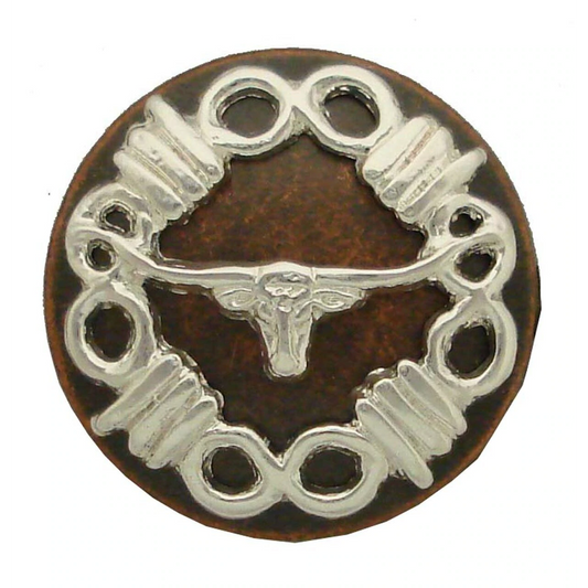 1" Longhorn Steer Barbwire Concho