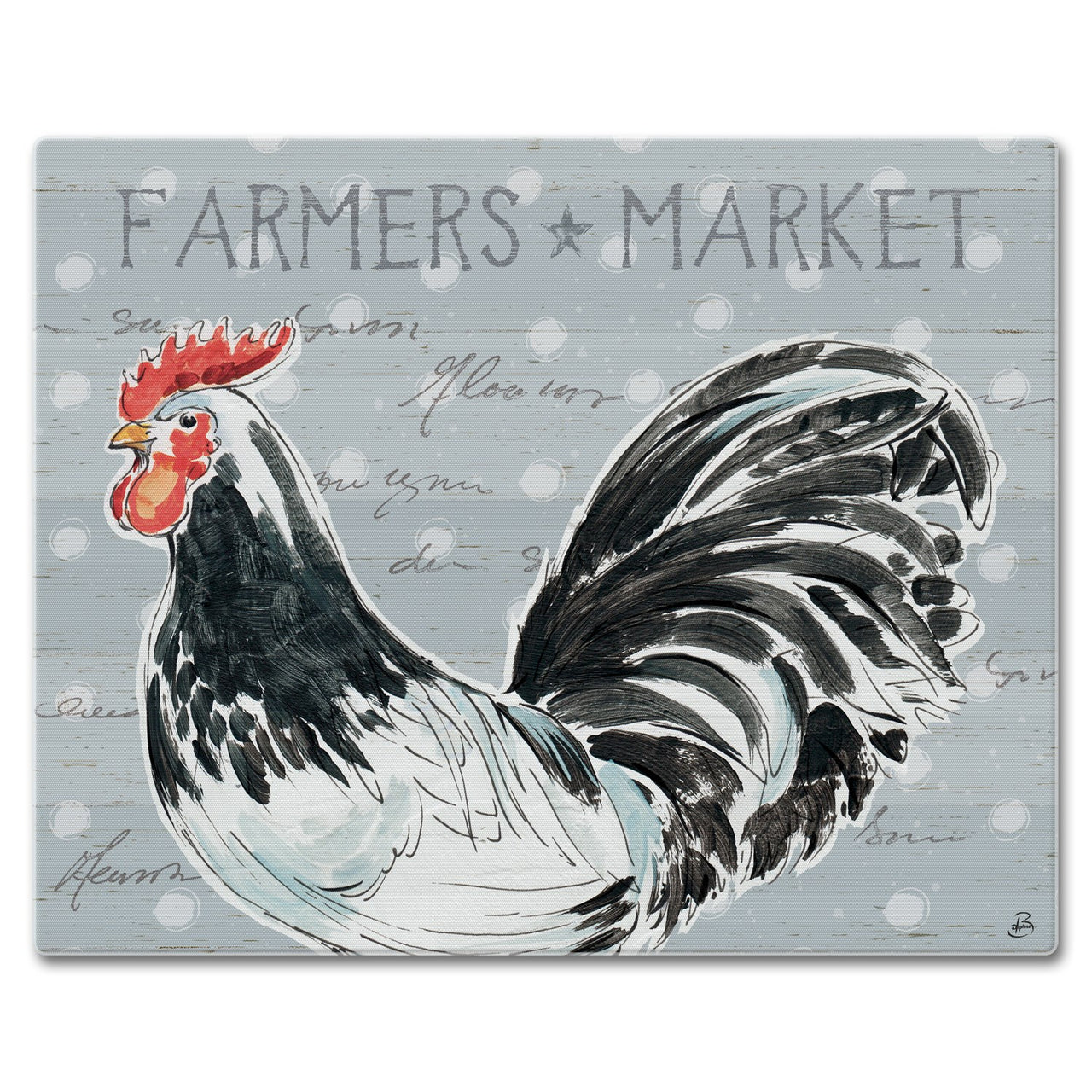 Cutting Board Glass Large - Rooster Call