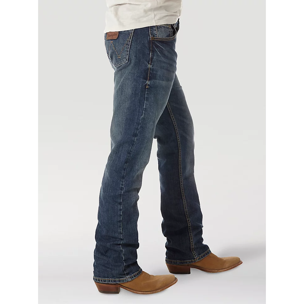 Men's Slim Fit Black Small V Bootcut Jeans