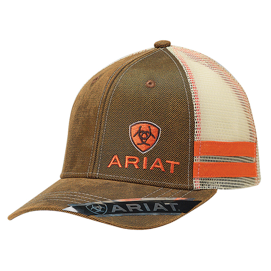Ariat Men's Ariat Logo Oilskin Cap - Brown w/Orange