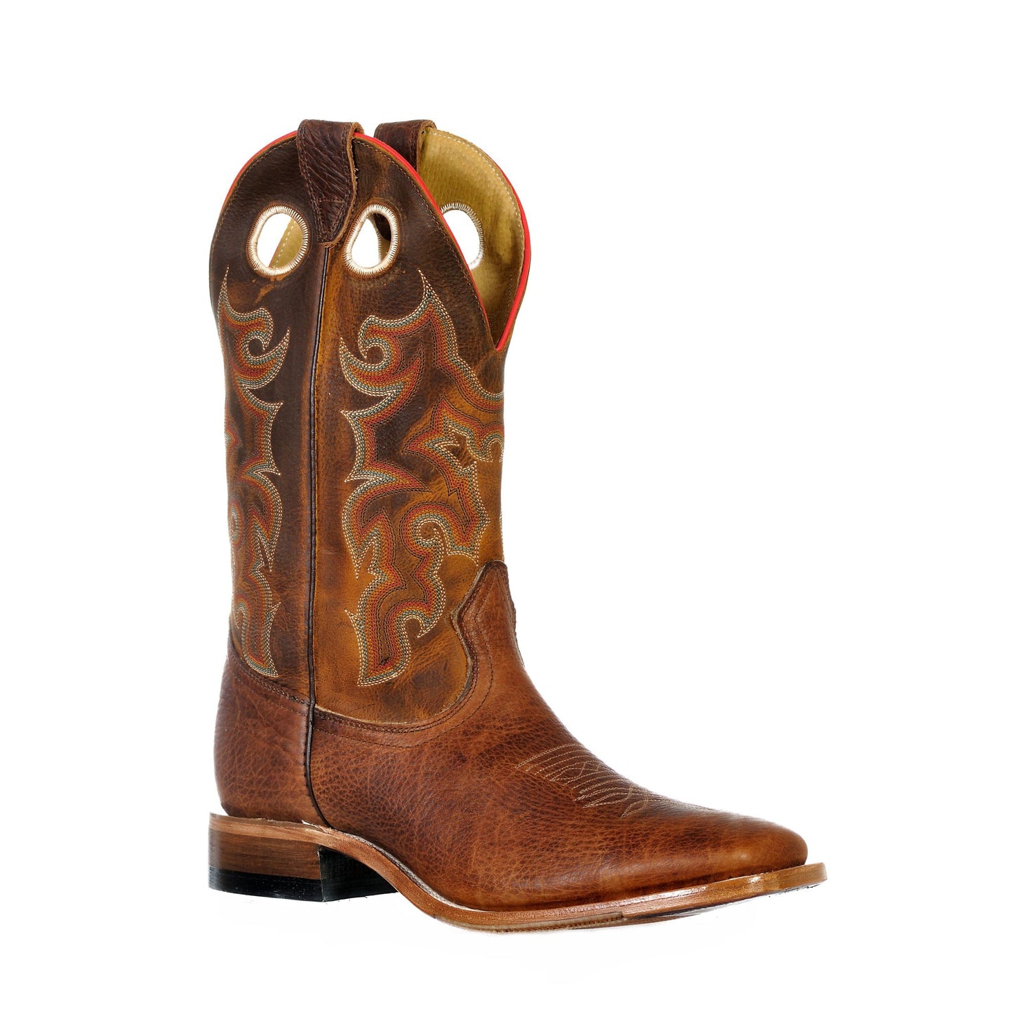 Boulet Men's Wide Square Toe Western Boots - Rough Rider Ambergold/Shrunken Bomber