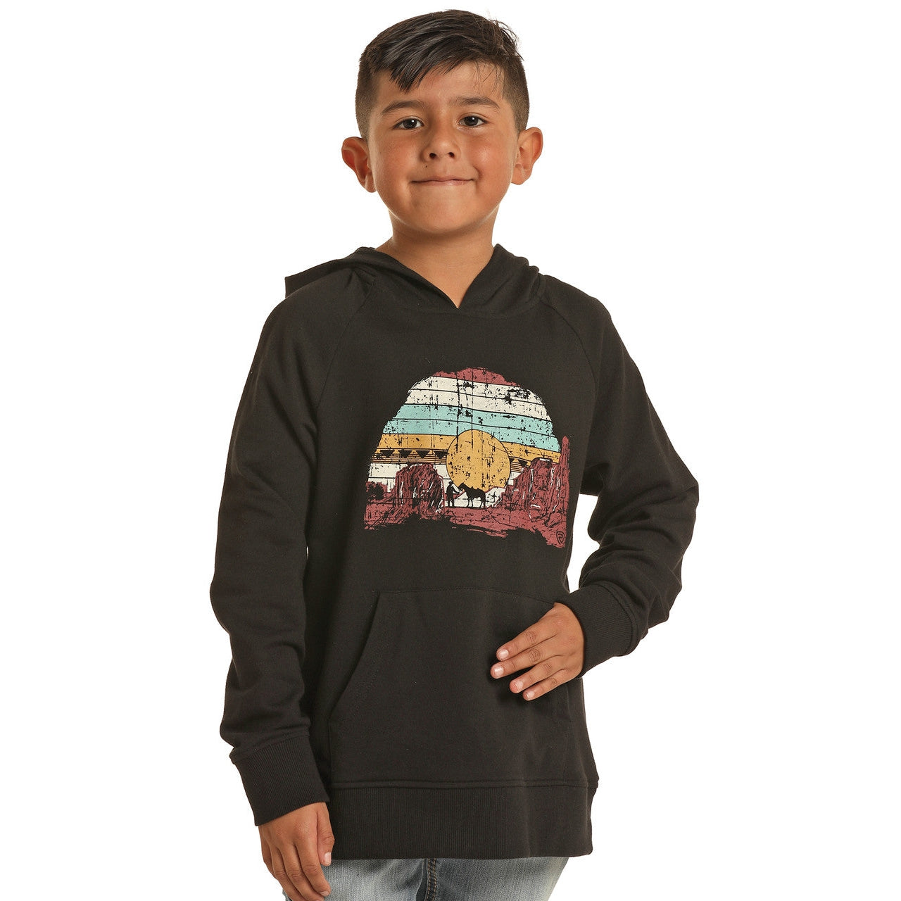 Rock & Roll Boys Desert Scene Graphic Hoodie - Black