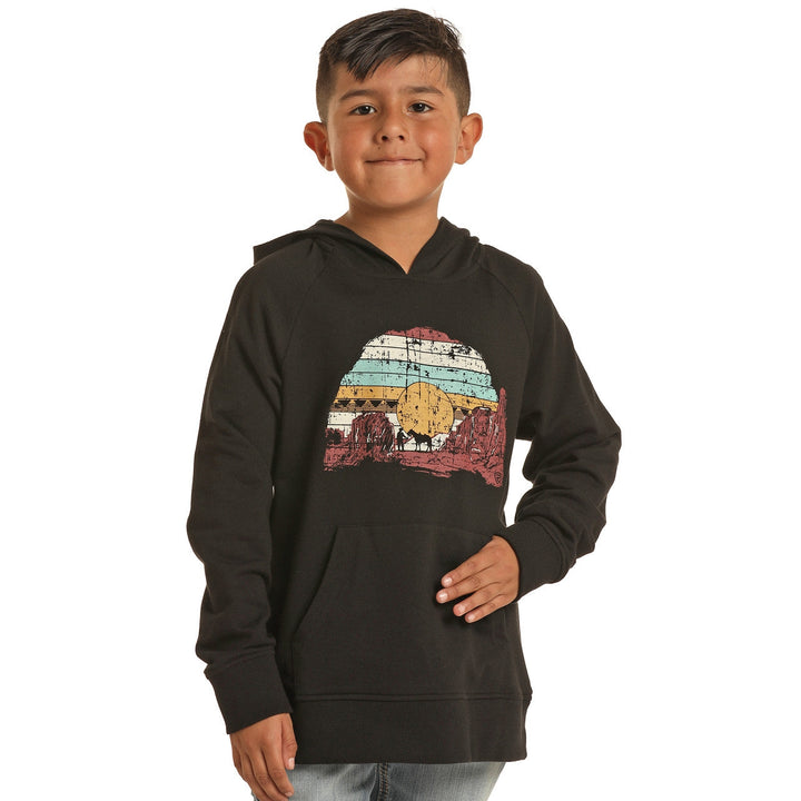 Rock &amp; Roll Boys Desert Scene Graphic Hoodie - Black