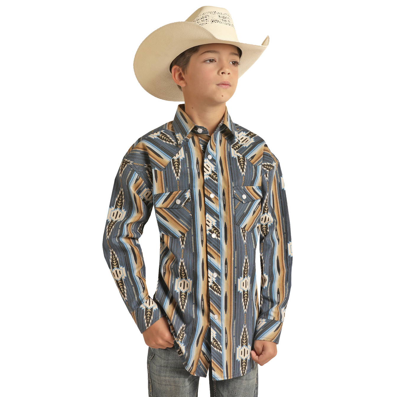 Rock & Roll Boys LS Aztec Vintage Snap