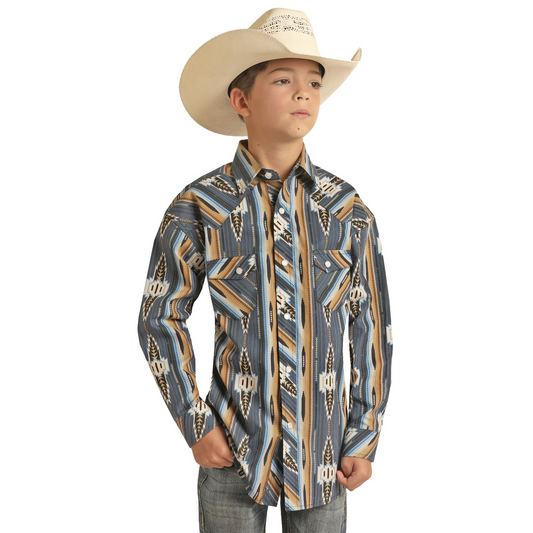 Rock & Roll Boys LS Aztec Vintage Snap
