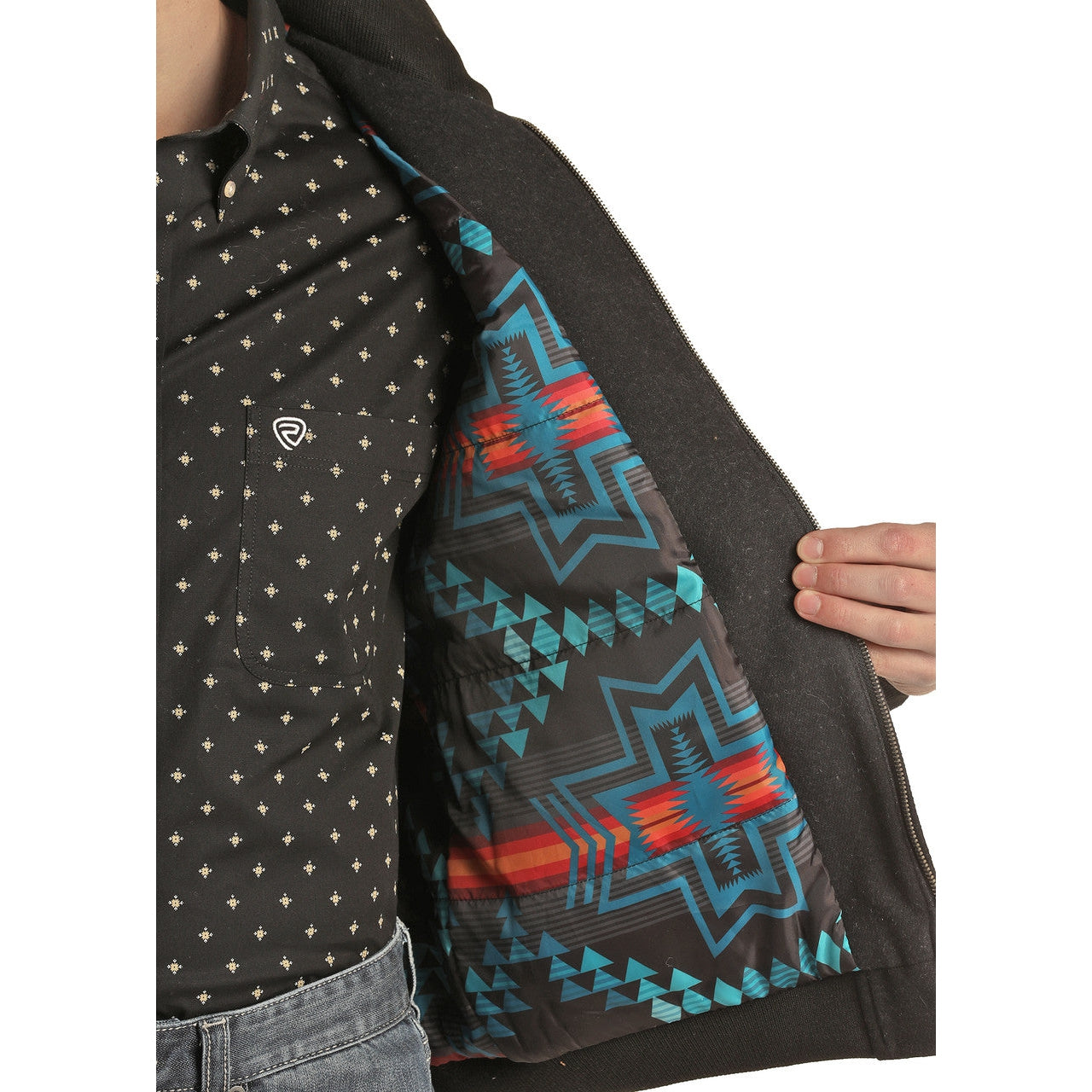 Rock & Roll Men's Cotton Solid Bomber - Black