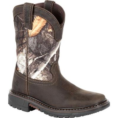 **Rocky Kid's Brown 8" Western Boot Brown Realtree Camo