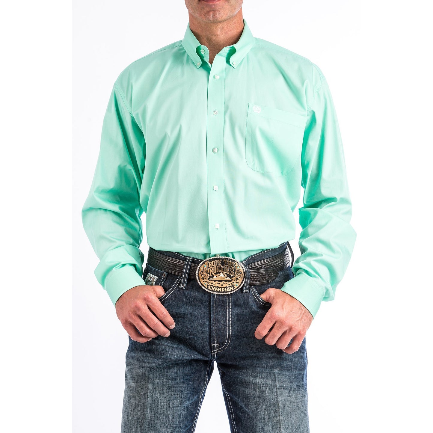 Cinch Men's Classic Fit Long Sleeve Cotton Shirt - Mint