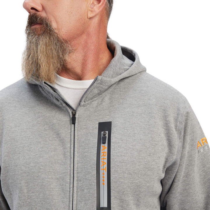 Ariat Mens Rebar Workman Full Zip Hoodie  Heather Grey