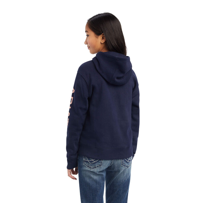 Ariat Girls REAL Arm Logo Hood Navy Eclipse