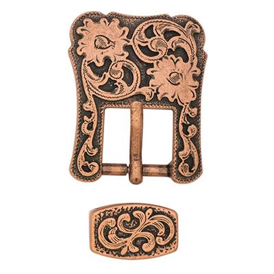 Weaver Leather Floral Hell Buckle ATQ Copper 5/8