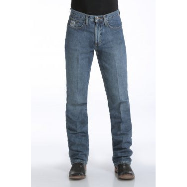 Cinch Men's Silver Label Slim Straight Jean - Medium Stonewash
