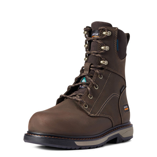 Ariat Womens Riveter 8" CSA Glacier Grip Waterproof 400g Composite Toe Work Boots - Dark Brown