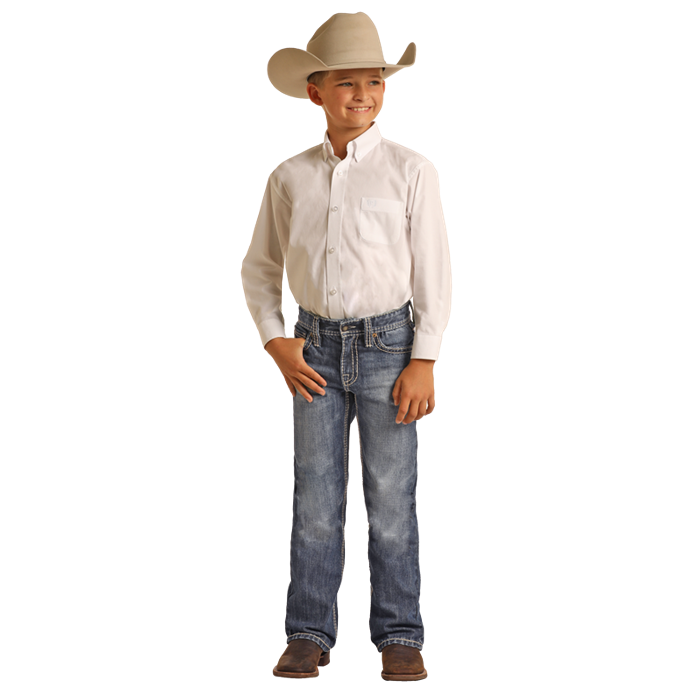 Rock & Roll Boys Two Tone Rope Stitch V Med Vintage Jeans