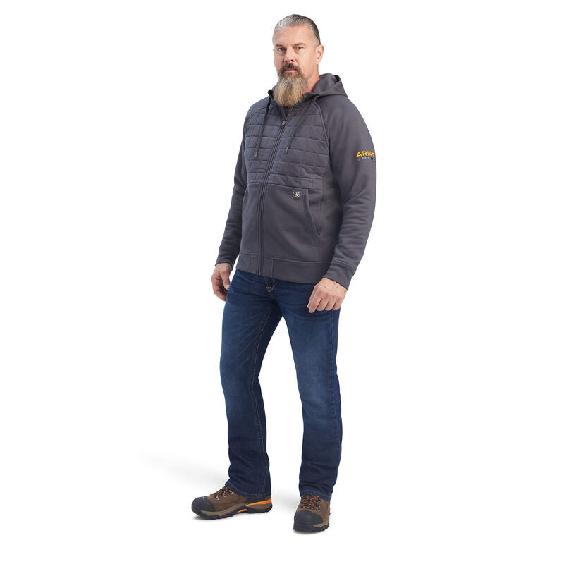 Ariat Mens Rebar Regulator Full Zip Hood Rebar Grey