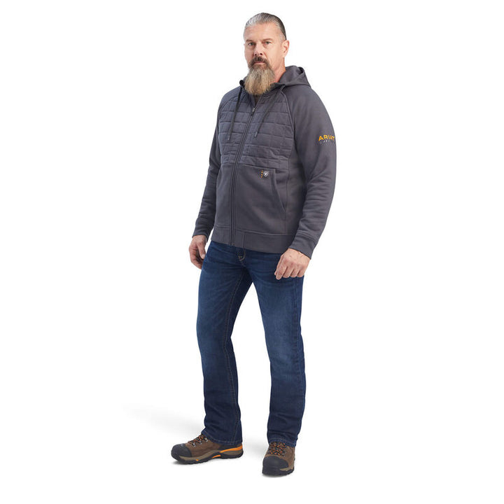 Ariat Mens Rebar Regulator Full Zip Hood Rebar Grey