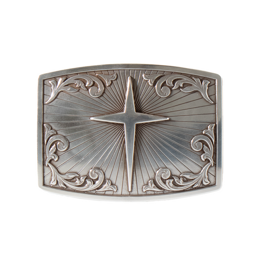 Nocona Men's Rectangle Floral Cross Buckle - Silver