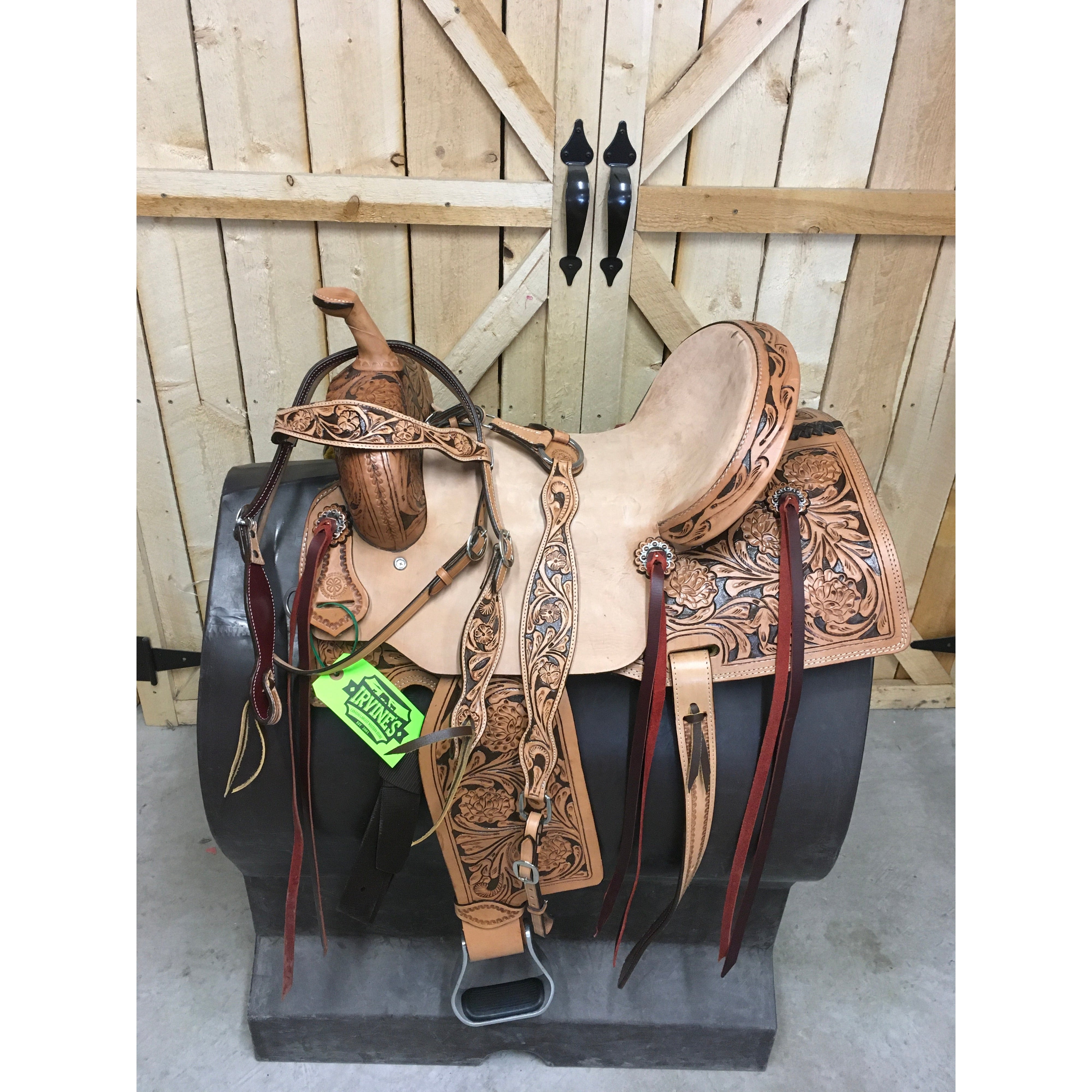 Saddles at Irvines tack and Western Wear