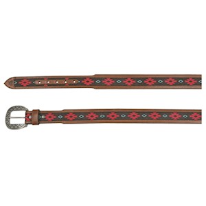 Red Dirt Mens Belt - Red/Turquoise Southwest Pattern