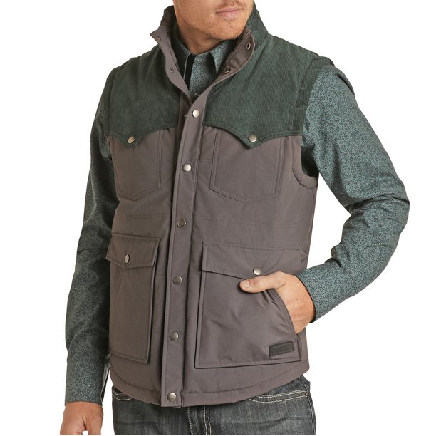 Rock & Roll Mens Performance Nylon Corduroy Quilted Vest